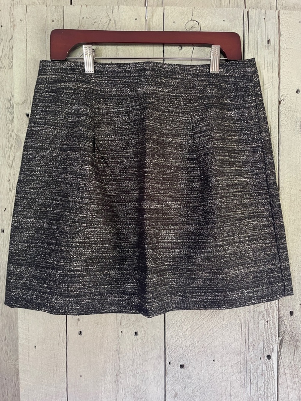 LOFT Black and White Textured A-Line Skirt
